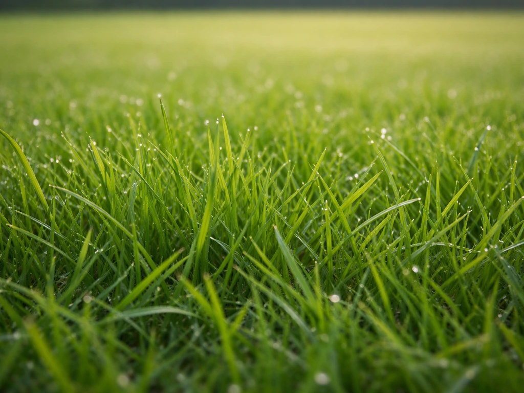 Close-up van Engels raaigras op een voetbalveld, met frisse grassprietjes en natuurlijke textuur.