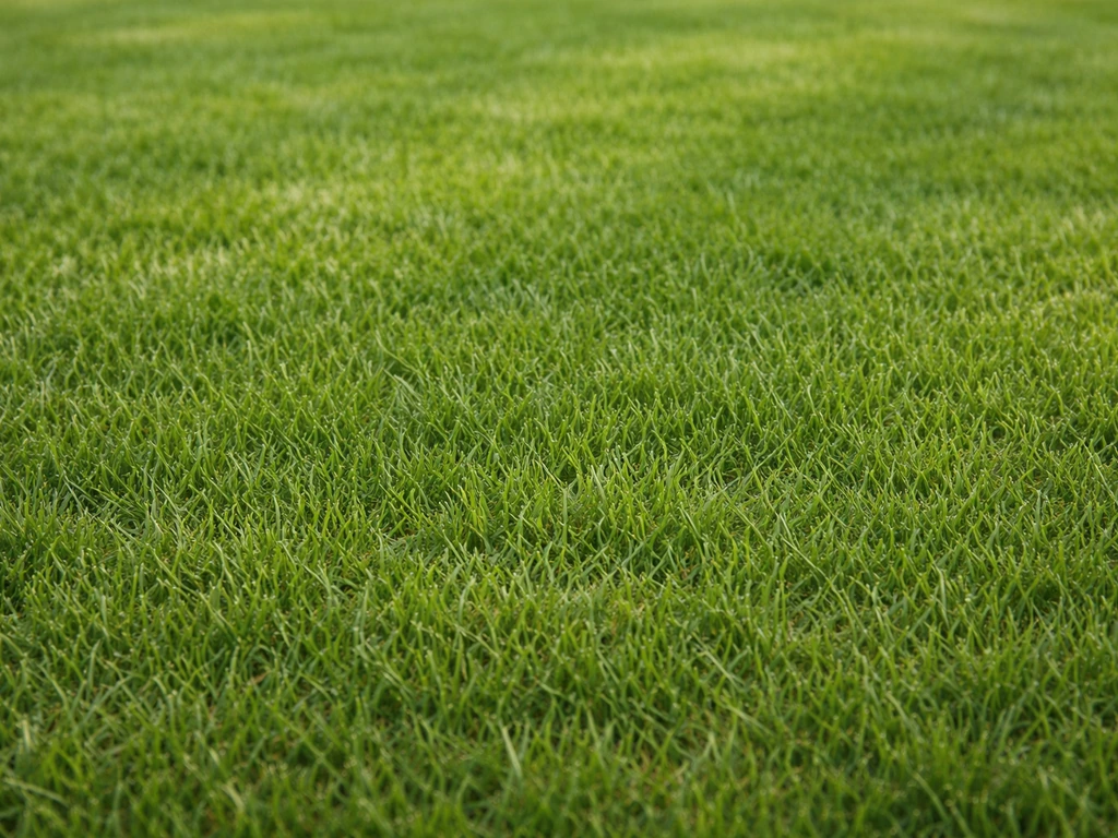 Gelijkmatig gemaaid, gezond gazon in winterhoogte (5–6 cm), strak en egaal beeld van de grasmat.