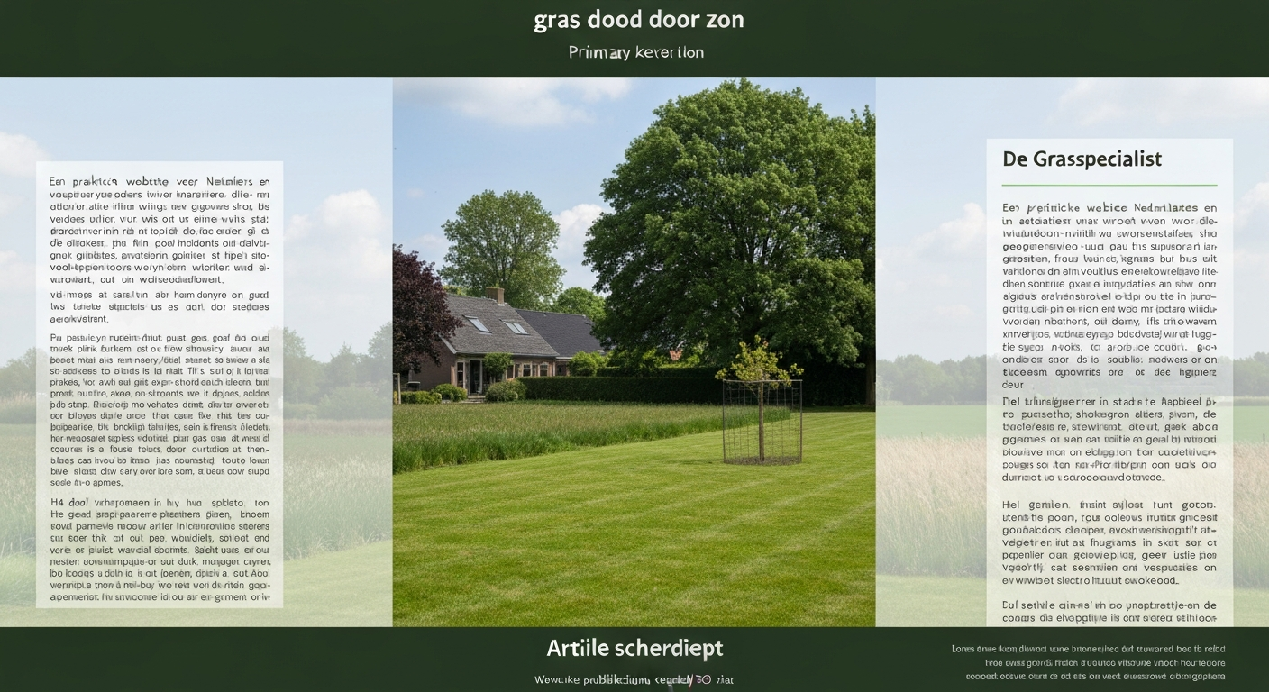 Bruin, droog gazon met zichtbare droogtestress in een Nederlandse achtertuin, met groene randen en huis op de achtergrond.
